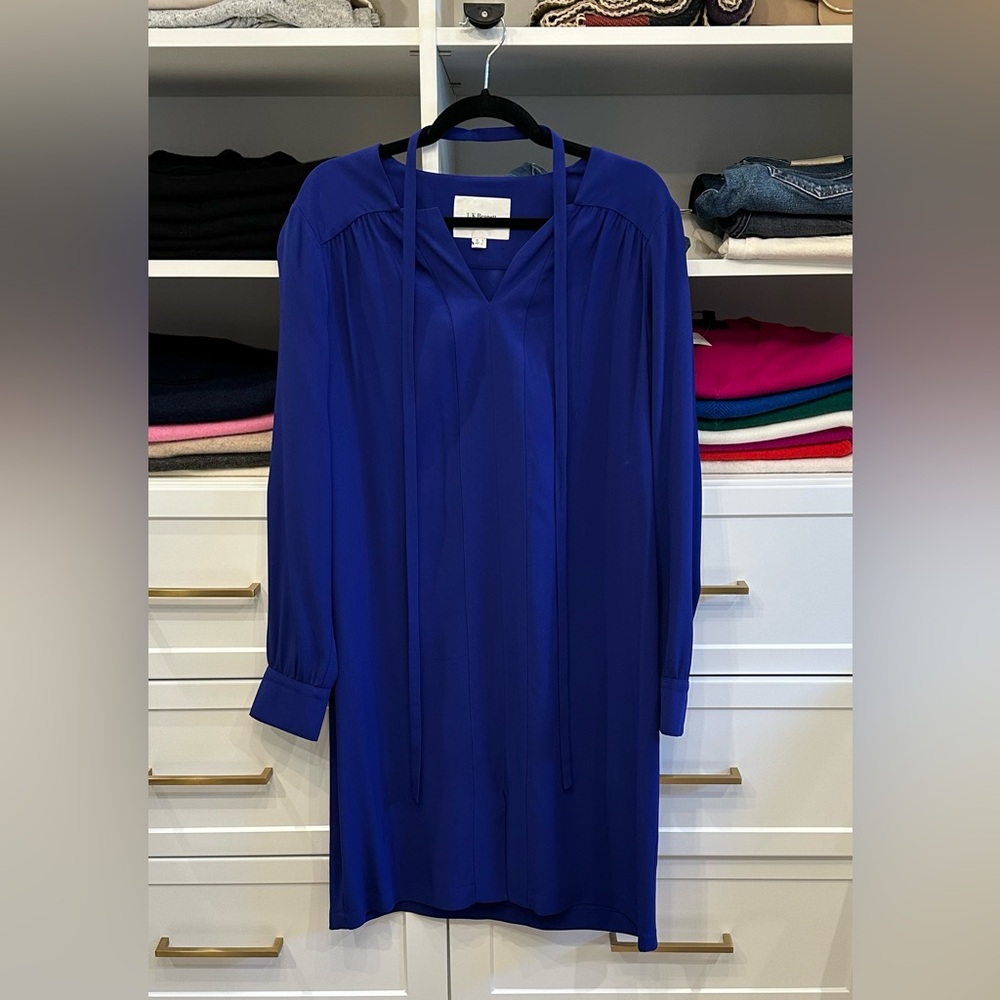 L.K. Bennett Blue Sheath Dress with tie belt SIZE 12